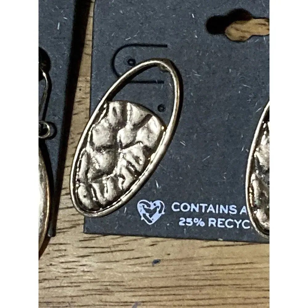 The Sak Matte Gold Tone Dangle Earrings‎ Oval Set Of 2 NEW
